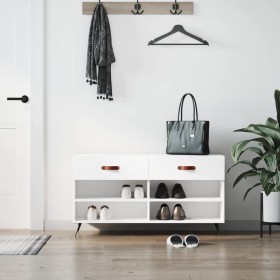 White engineered wood shoe bench 102x35x55 cm by vidaXL, Shoe racks and shoe organizers - Ref: Foro24-829708, Price: 56,99 €,...