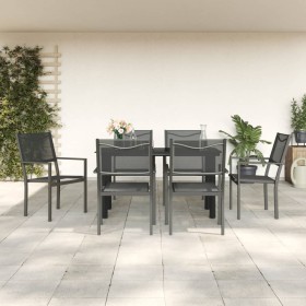 Garten-Essset 7-teilig aus Stahl und schwarzem Textilene von vidaXL, Gartensets - Ref: Foro24-3200729, Preis: 337,99 €, Rabat...