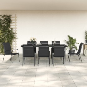 Garden dining set 9 pieces steel and black textilene by vidaXL, Garden sets - Ref: Foro24-3200709, Price: 567,99 €, Discount: %