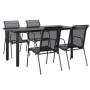 Juego de comedor para jardín 5 piezas acero y textilene negro de vidaXL, Conjuntos de jardín - Ref: Foro24-3200694, Precio: 4...