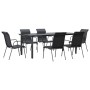 Juego de comedor para jardín 7 piezas acero y textilene negro de vidaXL, Conjuntos de jardín - Ref: Foro24-3200716, Precio: 5...