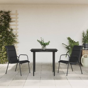 Garden dining set 3 pieces steel and black textilene by vidaXL, Garden sets - Ref: Foro24-3200702, Price: 169,99 €, Discount: %