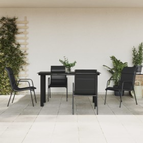 Garden dining set 5 pieces steel and black textilene by vidaXL, Garden sets - Ref: Foro24-3200712, Price: 296,99 €, Discount: %