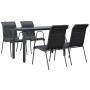 Garden dining set 5 pieces steel and black textilene by vidaXL, Garden sets - Ref: Foro24-3200712, Price: 296,27 €, Discount: %