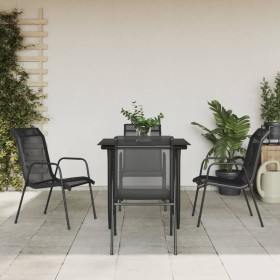 Garten-Essset 5-teilig aus Stahl und schwarzem Textilene von vidaXL, Gartensets - Ref: Foro24-3200683, Preis: 342,99 €, Rabat...