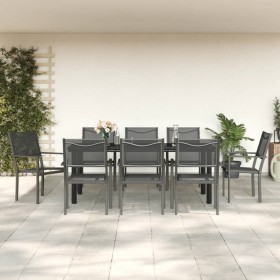 Garden dining set 9 pieces steel and black textilene by vidaXL, Garden sets - Ref: Foro24-3200733, Price: 531,12 €, Discount: %