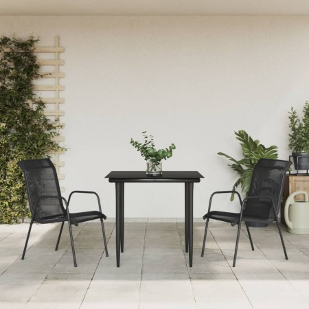 3-piece garden dining set, black steel and textilene by vidaXL, Garden sets - Ref: Foro24-3200682, Price: 177,51 €, Discount: %