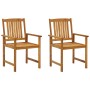 Garden chairs with cushions, 2 units, solid acacia wood by vidaXL, Garden chairs - Ref: Foro24-3061179, Price: 165,84 €, Disc...