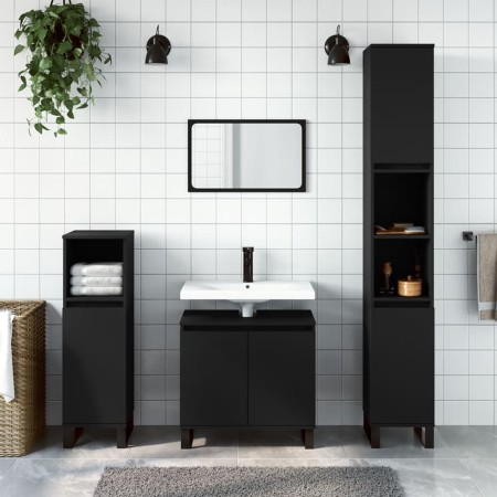 Engineered wood black bathroom cabinet 58x33x60 cm by vidaXL, bathroom vanities - Ref: Foro24-831589, Price: 59,07 €, Discoun...