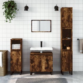 Smoked oak engineered wood bathroom cabinet 58x33x60 cm by vidaXL, bathroom vanities - Ref: Foro24-831593, Price: 45,23 €, Di...