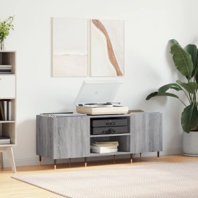 Sonoma gray plywood record cabinet 121x38x48cm by vidaXL, CD and DVD storage - Ref: Foro24-831674, Price: 74,99 €, Discount: %