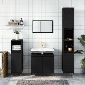 Black engineered wood bathroom cabinet 58x33x60 cm by vidaXL, bathroom vanities - Ref: Foro24-831573, Price: 49,99 €, Discoun...