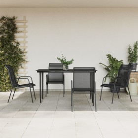 Garden dining set 5 pieces steel and black textilene by vidaXL, Garden sets - Ref: Foro24-3200684, Price: 370,76 €, Discount: %