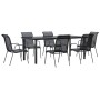 Juego de comedor para jardín 7 piezas acero y textilene negro de vidaXL, Conjuntos de jardín - Ref: Foro24-3200696, Precio: 5...