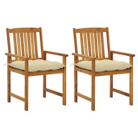 Garden chairs with cushions, 2 units, solid acacia wood by vidaXL, Garden chairs - Ref: Foro24-3061201, Price: 138,99 €, Disc...