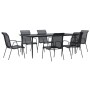 Juego de comedor para jardín 7 piezas acero y textilene negro de vidaXL, Conjuntos de jardín - Ref: Foro24-3200688, Precio: 4...