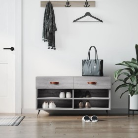 Banco zapatero madera de ingeniería gris Sonoma 102x35x55 cm de vidaXL, Zapateros y organizadores de calzado - Ref: Foro24-82...