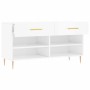 Glossy white engineered wood shoe bench 102x35x55 cm by vidaXL, Shoe racks and shoe organizers - Ref: Foro24-829726, Price: 5...