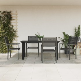 5-piece garden dining set, black steel and textilene by vidaXL, Garden sets - Ref: Foro24-3200730, Price: 329,99 €, Discount: %