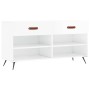 Engineered wood white gloss shoemaker bench 102x35x55 cm by vidaXL, Shoe racks and shoe organizers - Ref: Foro24-829710, Pric...