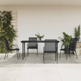 Garden dining set 5 pieces steel and black textilene by vidaXL, Garden sets - Ref: Foro24-3200686, Price: 409,99 €, Discount: %