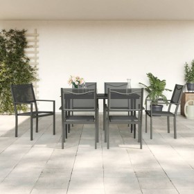 Garden dining set 7 pieces steel and black textilene by vidaXL, Garden sets - Ref: Foro24-3200721, Price: 362,99 €, Discount: %