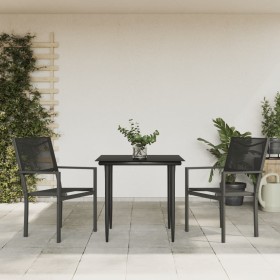 3-piece garden dining set, black steel and textilene by vidaXL, Garden sets - Ref: Foro24-3200718, Price: 164,99 €, Discount: %