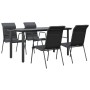 Garden dining set 5 pieces steel and black textilene by vidaXL, Garden sets - Ref: Foro24-3200714, Price: 371,34 €, Discount: %