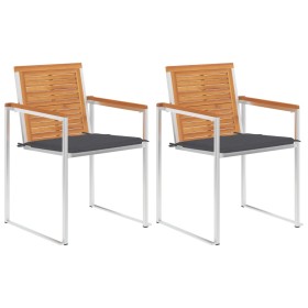 Garden chairs with cushions 2 pcs solid acacia wood and steel by vidaXL, Garden chairs - Ref: Foro24-3061488, Price: 259,99 €...