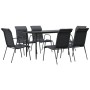 Juego de comedor para jardín 7 piezas acero y textilene negro de vidaXL, Conjuntos de jardín - Ref: Foro24-3200705, Precio: 4...