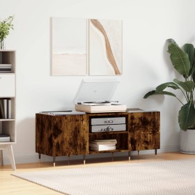 Mueble discos madera contrachapada roble ahumado 121x38x48 cm de vidaXL, Almacenamiento para CD y DVD - Ref: Foro24-831673, P...