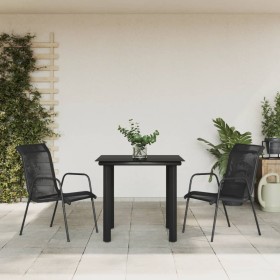 Garden dining set 3 pieces steel and black textilene by vidaXL, Garden sets - Ref: Foro24-3200690, Price: 147,90 €, Discount: %