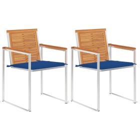 Garden chairs with cushions 2 pcs solid acacia wood and steel by vidaXL, Garden chairs - Ref: Foro24-3061498, Price: 259,99 €...