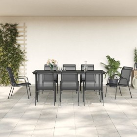 Garden dining set, 9 pieces, black steel and textilene by vidaXL, Garden sets - Ref: Foro24-3200689, Price: 718,06 €, Discoun...