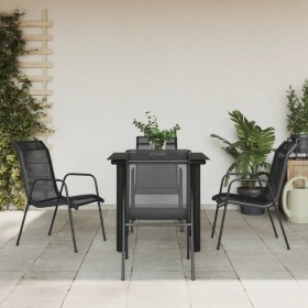 Garden dining set 5 pieces steel and black textilene by vidaXL, Garden sets - Ref: Foro24-3200691, Price: 317,55 €, Discount: %