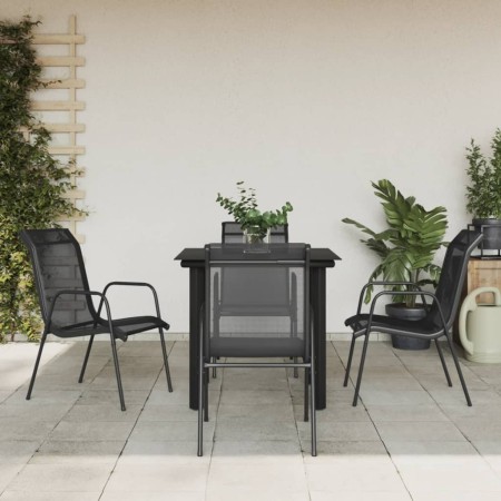 Garten-Essset 5-teilig aus Stahl und schwarzem Textilene von vidaXL, Gartensets - Ref: Foro24-3200691, Preis: 292,99 €, Rabat...