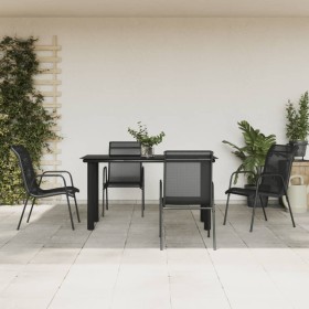 Garden dining set 5 pieces steel and black textilene by vidaXL, Garden sets - Ref: Foro24-3200692, Price: 357,99 €, Discount: %