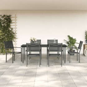 Garden dining set, 7 pieces, black steel and textilene by vidaXL, Garden sets - Ref: Foro24-3200724, Price: 430,99 €, Discoun...