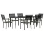 Garden dining set, 7 pieces, black steel and textilene by vidaXL, Garden sets - Ref: Foro24-3200724, Price: 439,24 €, Discoun...