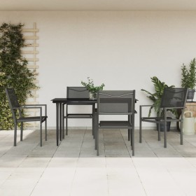 Garden dining set 5 pieces steel and black textilene by vidaXL, Garden sets - Ref: Foro24-3200720, Price: 288,84 €, Discount: %