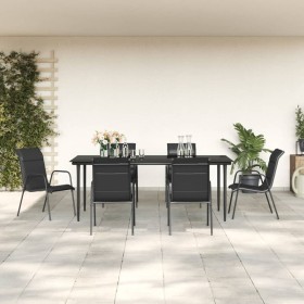 Garten-Essset 7-teilig aus Stahl und schwarzem Textilene von vidaXL, Gartensets - Ref: Foro24-3200708, Preis: 538,99 €, Rabat...