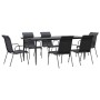 Juego de comedor para jardín 7 piezas acero y textilene negro de vidaXL, Conjuntos de jardín - Ref: Foro24-3200708, Precio: 5...