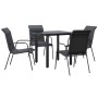 Juego de comedor para jardín 5 piezas acero y textilene negro de vidaXL, Conjuntos de jardín - Ref: Foro24-3200711, Precio: 2...