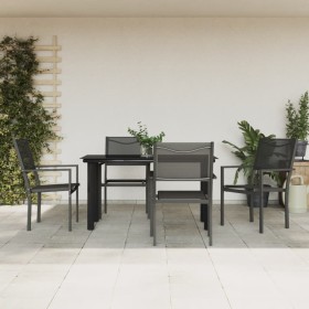 Garden dining set 5 pieces steel and black textilene by vidaXL, Garden sets - Ref: Foro24-3200728, Price: 267,91 €, Discount: %