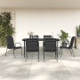 Garden dining set, 7 pieces, black steel and textilene by vidaXL, Garden sets - Ref: Foro24-3200707, Price: 498,19 €, Discoun...