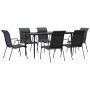 Garden dining set, 7 pieces, black steel and textilene by vidaXL, Garden sets - Ref: Foro24-3200707, Price: 498,19 €, Discoun...