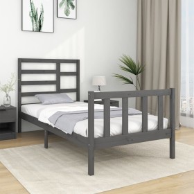 Estructura de cama individual madera maciza gris 75x190 cm de vidaXL, Camas y somieres - Ref: Foro24-3105887, Precio: 107,99 ...