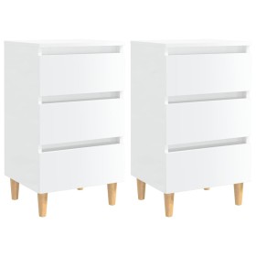 Nightstand wooden legs 2 pcs glossy white 40x35x69 cm by vidaXL, Nightstands - Ref: Foro24-805900, Price: 101,99 €, Discount: %