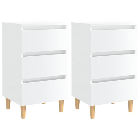 Nightstand wooden legs 2 pcs glossy white 40x35x69 cm by vidaXL, Nightstands - Ref: Foro24-805900, Price: 107,29 €, Discount: %