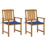 Garden chairs with cushions, 2 units, solid acacia wood by vidaXL, Garden chairs - Ref: Foro24-3061187, Price: 142,99 €, Disc...